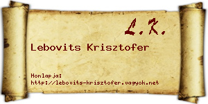 Lebovits Krisztofer névjegykártya